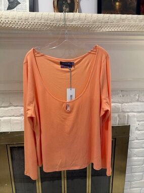 Adore Me Ribbed Long Sleeve ScoopNeck Top